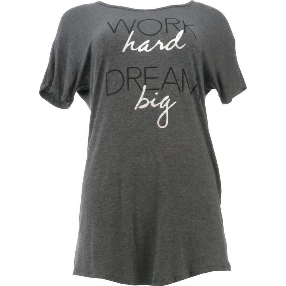 NWT DANSKIN WORK HARD DREAM BIG SLEEP SHIRT GRAY‎ XS